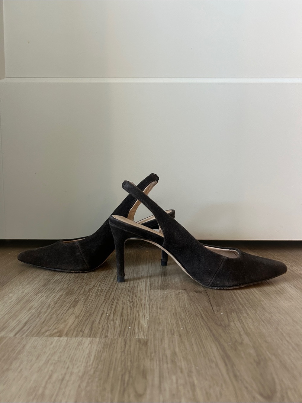Classic Dark Brown Suede Slingback Pumps - Women's Dress Heels